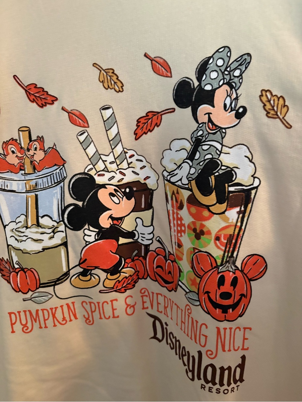 Disney Crewneck Sweatshirt in Cream with Pumpkin Spice Graphic - Picture 2 of 5